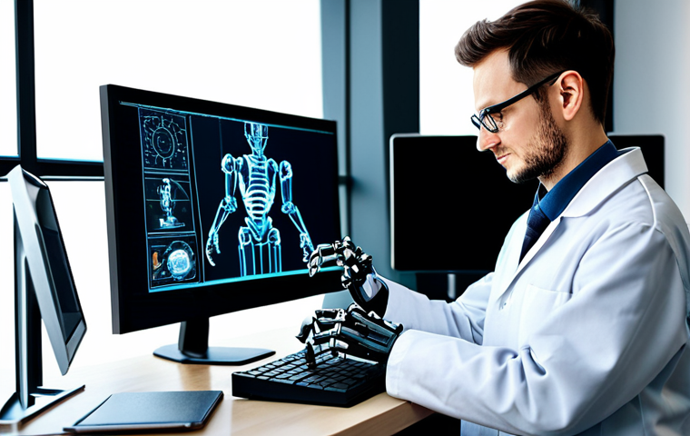 **Robot Design Engineer:** "A professional robot design engineer in a modern office, working on a 3D model of a robotic arm on a computer. The engineer is wearing a lab coat and safety glasses, fully clothed, appropriate attire, safe for work, perfect anatomy, natural proportions, professional environment, high quality, well-formed hands, proper finger count, family-friendly."