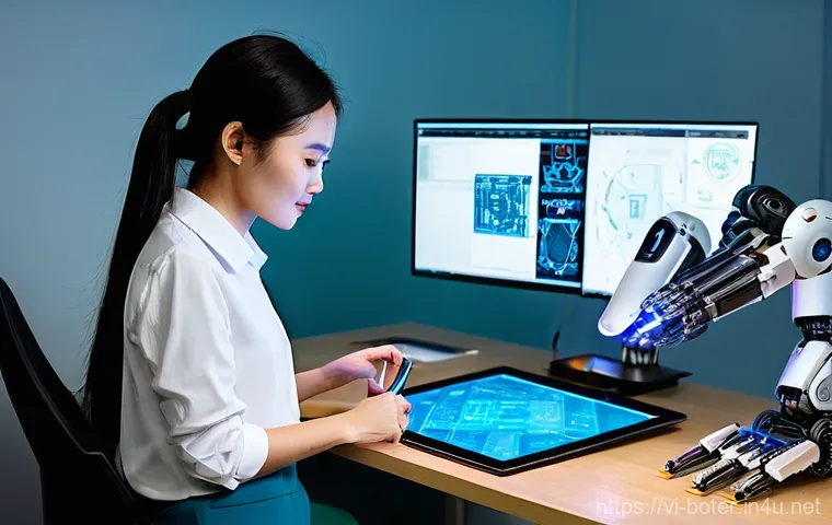 로봇기술사 업무 사례 분석 - **Prompt 1: A female Vietnamese robot engineer in a dynamic modern robotics lab.**
"A vibrant, h...