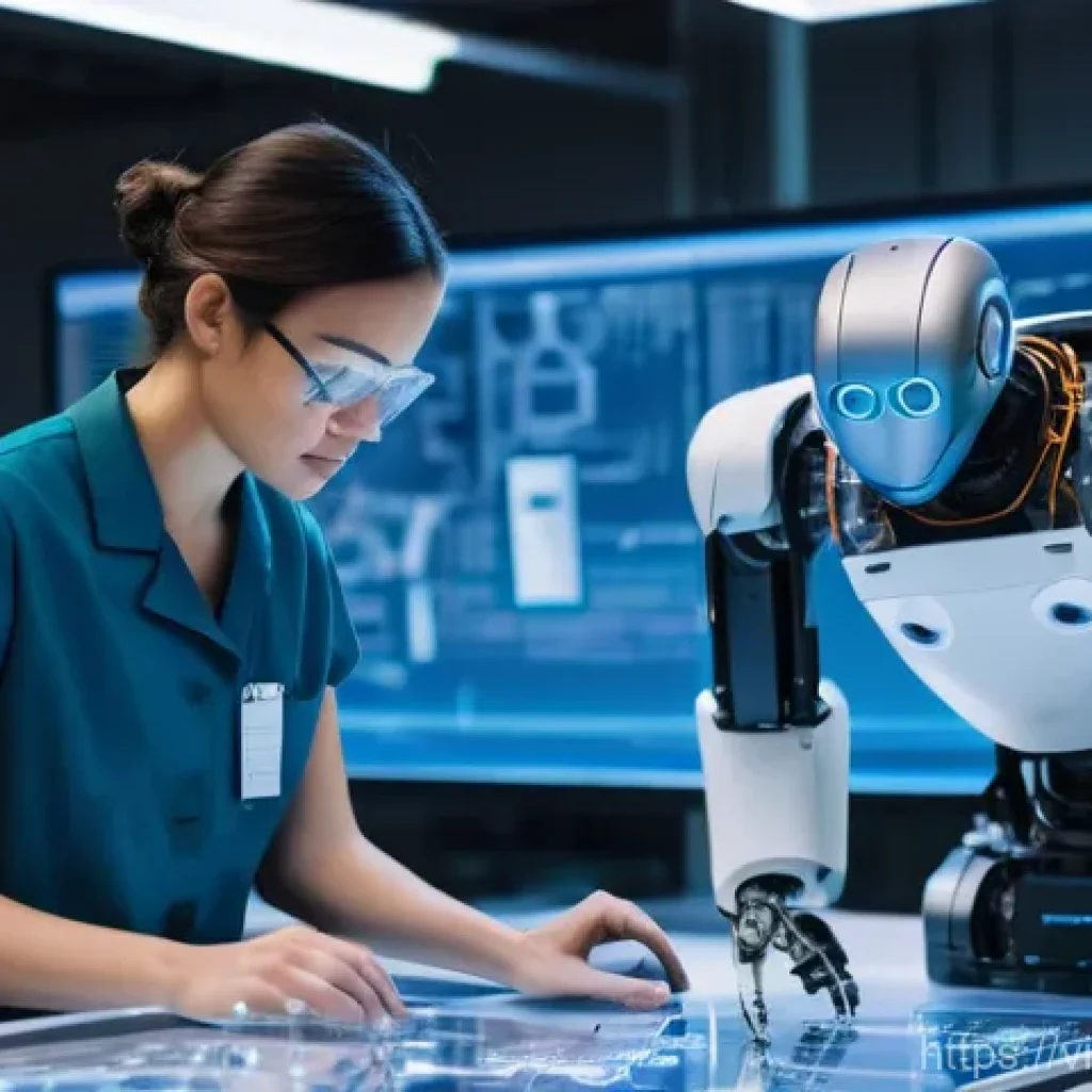 로봇기술사와 로봇 혁신 사례 - **Prompt:** A dynamic and brightly lit robotics laboratory, showcasing a diverse team of male and fe...