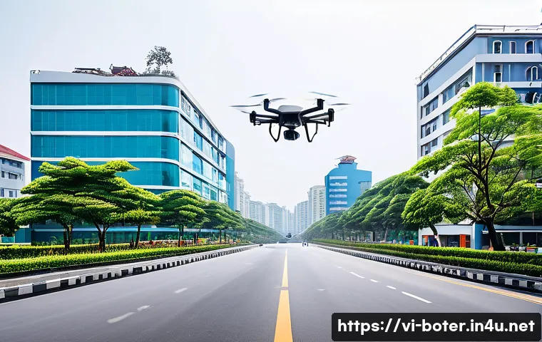 로봇기술사와 드론 기술 접목 - **Prompt 1: Drone Delivery in a Modern Vietnamese City**
"A sleek, futuristic delivery drone wit...