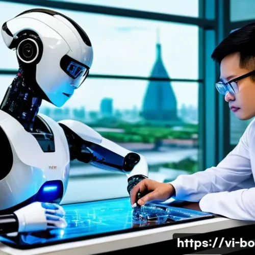 Home 33 로봇기술사와 로봇 제품 인증 절차 - **Vietnamese Robot Engineers Pioneering Innovation**
A dynamic scene featuring a diverse group ...