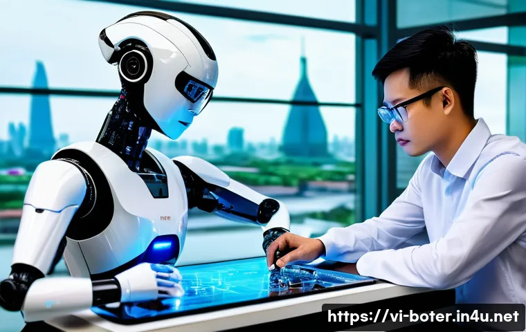 로봇기술사와 로봇 제품 인증 절차 - **Vietnamese Robot Engineers Pioneering Innovation**
A dynamic scene featuring a diverse group ...